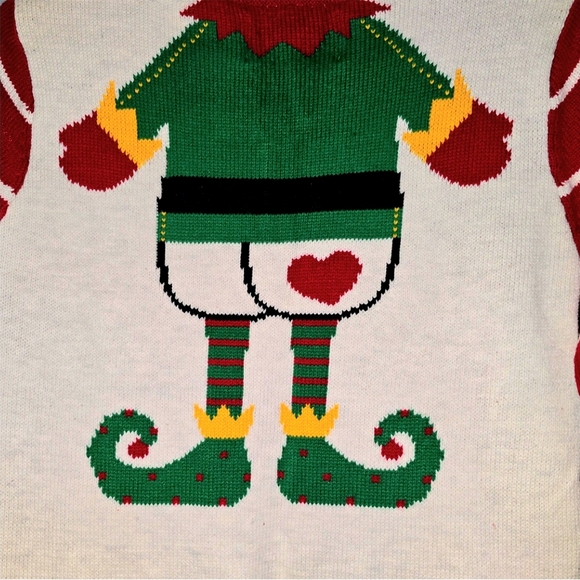Ugly Christmas Sweater "Elf Yourself" Elf Body Heavyweight Unisex Sweater Small - Picture 5 of 9